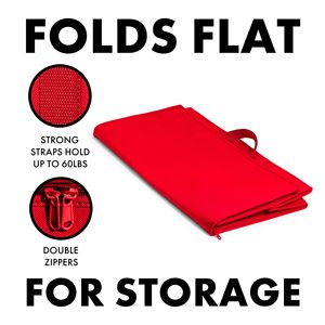 Red Insulated Cooler <b>Bag</b> <b>20L</b> Zipper Closure Non-Woven Fabric Food Storage Handle Top Opening - Product Image 2