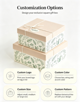 Boîte cadeau rigide écologique et recyclable à motif animalier et végétal peint à la main, avec cordon à nœud papillon, couvercle ciel-terre, personnalisable pour le rangement
