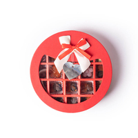 Boîte cadeau ronde personnalisée en chocolat avec fenêtre en PVC et ruban, emballage de luxe pour bonbons et biscuits, pour cadeaux de la Saint-Valentin
