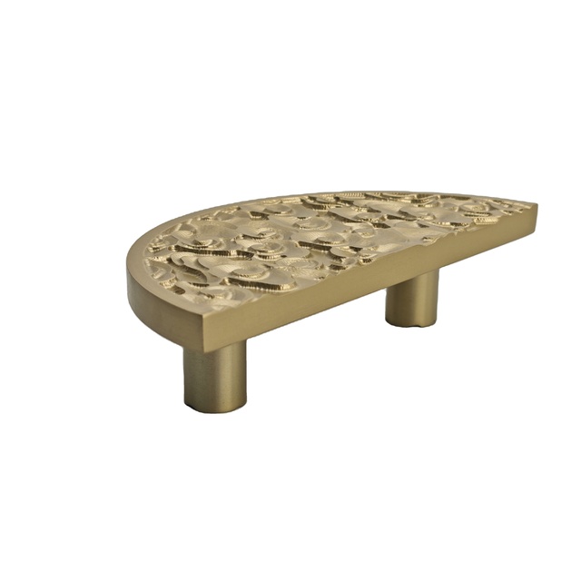 Mid-century Modern Hammered Solid Brass Half Moon Cabinet Handle Textured Gold Semicircular Drawer Pull Knobs