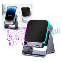 Haut-parleur sans fil rechargeable 5-en-1 avec induction USB V5.3, support de téléphone réglable, son stéréo multifonctionnel et LED RGB