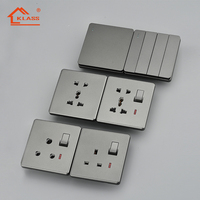 Buena cantidad conmutación fuente de alimentación interruptores de pared interruptor de luz gris dorado habitación inteligente fácil instalación estándar del Reino Unido