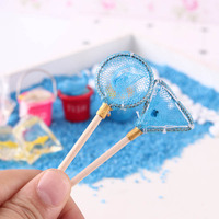 Miniature elfe maison de poupée plage poisson seau et seau de pêche ensemble éducatif bricolage jouet et Mini jouet pour poupées elfe et BJD