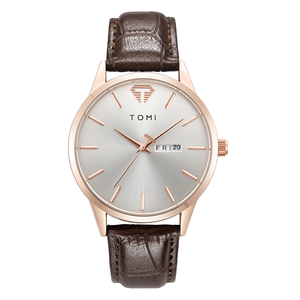 New Trending Business <b>Watch</b> Simple Design Leather Band Alloy <b>Case</b> Auto Date Calendar Daily Use Wristwatch Unisex - Product Image 6