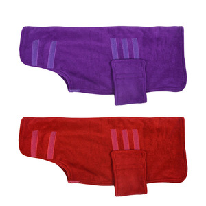<b>Dog</b> <b>Bath</b> Towel Thickened Absorbent Coral Fleece With Velcro Closure Quick Drying Purple Red S M L XL - Product Image 2