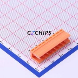 HT396V-3.96-9P Plug-in Terminal Block Through hole,P=3.96mm Connector Board-to-Board / Socket - Open 1x9P 3.96mm Orange - Product Image 1