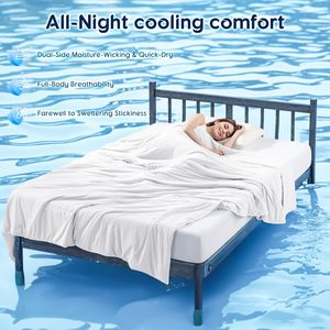 Manta Refrigerante para Personas Calurosas y con <span class=keywords><strong>Sudores</strong></span> Nocturnos, Ropa de Cama Ligera de Doble Cara para Verano, Transpirable para Todas las Estaciones, Color Blanco Ártico - Product Image 5
