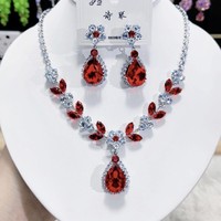Parure de bijoux de mode pour banquet, collier et boucles d'oreilles en strass pour mariage et bal de promo, accessoires de mariée, ensemble collier en zircon pour femme