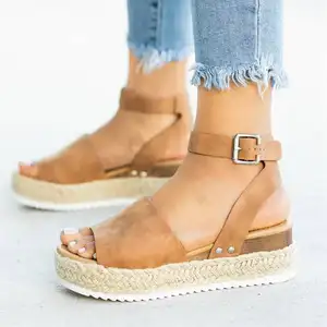 Drops hipping Wedges Sommer Frauen High Heels Schuhe Frauen Flache Sandalen