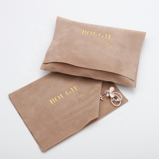 Customized Brown Velvet Envelope Jewelry Pouch