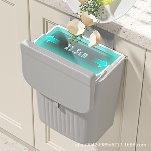 Poubelle murale intelligente rectangulaire grise, blanche, verte avec couvercle à bascule pour cuisine, salle de bain, usage domestique - Product Image 3