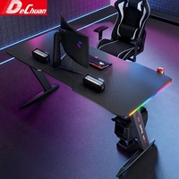Escritorio para Juegos de Computadora con Marco en Z RGB de Project Supply, con Portavasos y Gancho para Auriculares