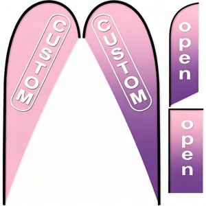 Drapeau à plume en polyester imprimé numériquement, double face, petit format, pour extérieur, idéal pour les boutiques et <span class=keywords><strong>l</strong></span>'immobilier, directement de <span class=keywords><strong>l</strong></span>'usine - Product Image 1