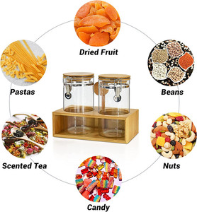 Pot à café <span class=keywords><strong>en</strong></span> verre de grande capacité avec pince de verrouillage hermétique Récipients de stockage de grains de café avec étagère et couvercle <span class=keywords><strong>en</strong></span> <span class=keywords><strong>bambou</strong></span> pour la cuisine - Product Image 3