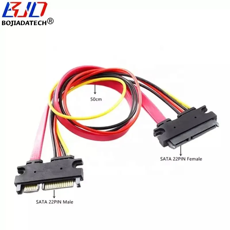 SATA 22Pin Cáp Dữ Liệu 7 + 15 Pin Serial ATA SATA Nam Đến Nữ Đĩa Cứng HDD Power Cáp Mở Rộng 30CM 50CM