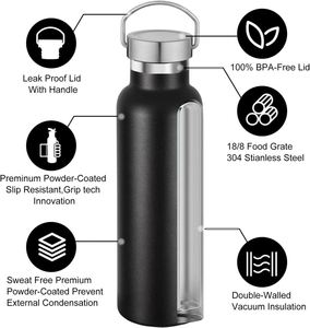 Bouteille d'eau isotherme en métal à double paroi avec logo personnalisé, réutilisable, pour le voyage, la randonnée et le sport, à ouverture standard – Grande Vente - Product Image 4
