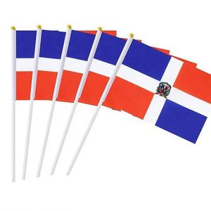 Drapeaux miniatures à agiter à la main en polyester personnalisés pour l'extérieur, République Dominicaine, vente en gros - Product Image 2