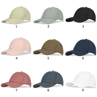 Casquette de baseball sportive unisexe perforée, structurée à 6 panneaux, en polyester de haute qualité, avec trous découpés au laser, respirante, personnalisable avec logo