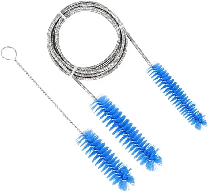 La brosse de nettoyage de tuyau de masque de fourrure bleue personnalisée du fabricant est flexible et facile à nettoyer les tuyaux