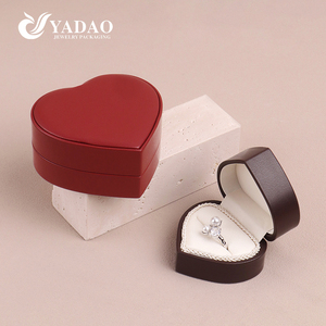 Boîte à bijoux en cuir en forme de cœur à double couleur personnalisée YADAO, doublure en microfibre, boîte à anneaux, boîte à pendentifs, emballage cadeau pour la Saint-Valentin - Product Image 3