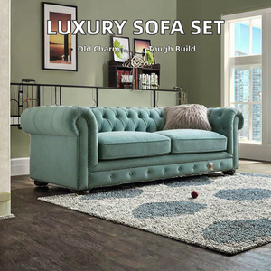 हल्के लक्जरी अमेरिकी एंटीक चेस्टरफील्ड सेशनल सोफा यूरोपीय डिजाइन बहु-रंग वैकल्पिक क्लासिक लिविंग रूम सेट रीक्लाइनिंग रूम - Product Image 3
