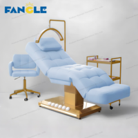 Table de massage électrique moderne lit 3 moteurs base en or de luxe réglable traitement cosmétique lit de spa médical avec Led