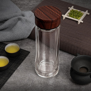 Double-walled Glass Water Cup With Lid Filter Heat-resistant For Business Gift Car Use - Product Image 4
