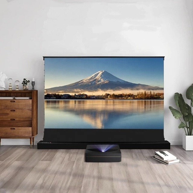 150inch Motorized Floor Rising Ust Alr Screen for Long Throw Projector Home Theater Electric Projection Screen 4K HD
