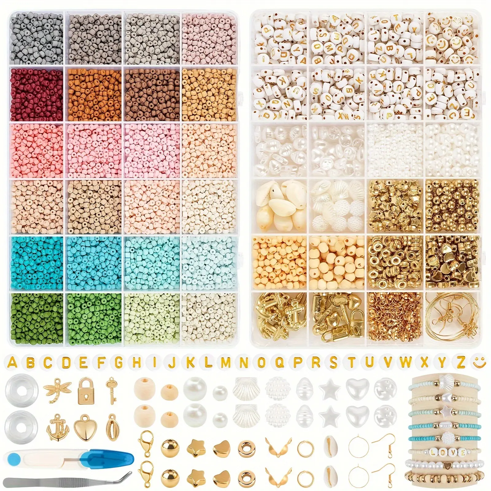 Perles de rocaille en verre 3mm kit simple DIY handmade perlage lettre perles collier bracelet
