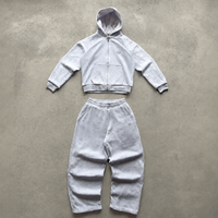 Fabricant de survêtements pour hommes OEM ODM : Ensemble sweat à capuche zippé bordeaux et pantalon de survêtement ample en molleton épais, style streetwear