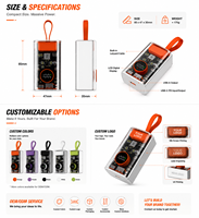 Batterie externe transparente Cyber Tech 10000mAh, charge rapide PD 22.5W, Type-C, écran LCD, sangle de transport, Powerbank portable, vente en gros, cadeau