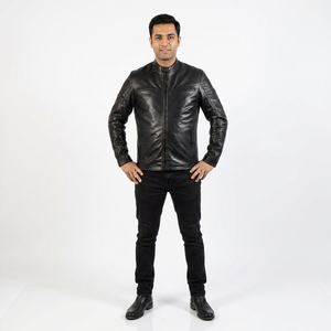 Chaqueta de Cuero de Cordero Vintage Transpirable para Hombre, con Cierre y Cuello Alto, Disponible en Todos los Colores - Product Image 1