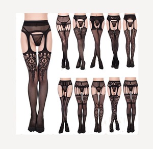 Collants en résille jacquard à bretelles très vendus en Europe et aux États-Unis, combinaison sexy, bas en soie amusants, collants d'été, collants de religieuse - Product Image 1