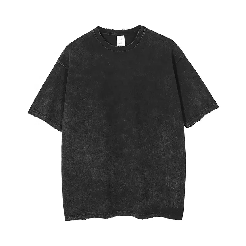New Trend Design Black Vintage Heavy Wash T Shirt Blank Stylish Tshirt Men Vintage Acid Wash T-shirt