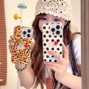 Coque de téléphone 3D double couche motif éléphant à pois noirs japonais coréen pour iPhone 17 Pro Max 16 15 14 - Product Image 2