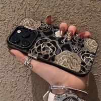 Casing Handphone TPU PC Berlapis Perak dengan Cetakan Bunga Mawar Mewah untuk Iphone 11 12 13 14 15 16 17 18 Pro Max