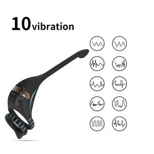 Anillo vibrador de silicona de 10 frecuencias con control remoto por aplicación, doble bloqueo y tapón anal para adultos. - Product Image 2