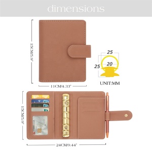 Hongbo Mới Tốt Nhất Bán 18-Màu Đen/vàng-Ring A7 Nhỏ Saffiano Da Ngân Sách Chất Kết Dính Kế Hoạch Ví Với Fly Leaf Có Sẵn - Product Image 6