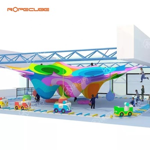 โครงสร้างโครงถักโพลีเอสเตอร์ความทนทานสูง Ropecube ตาข่ายรังผึ้งหลากสีสันแบบเคลื่อนย้ายได้ ศูนย์รวมความบันเทิงสำหรับครอบครัว อุปกรณ์เล่นในร่ม - Product Image 3