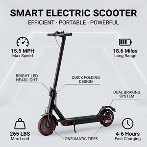 Scooter Eléctrico Plegable para Adultos, Portátil, de Largo Alcance, Batería de Alto Rendimiento, Motor de 25 Millas de Autonomía, Neumáticos con Doble Frenado, Faro LED - Product Image 2