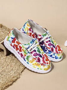 Chaussures en toile imprimées pour enfants, nouvelles chaussures décontractées pour enfants à lacets et bout rond imprimé coloré - Product Image 3