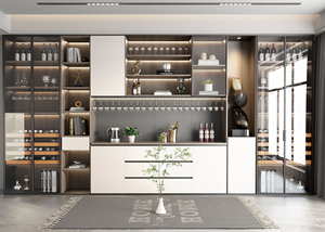 Gabinete de bodega de madera maciza de gran capacidad personalizado, soporte de exhibición elegante, muebles de vidrio para el hogar para sala de estar, estantes de vino - Product Image 2