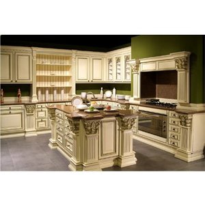 NICOCABINET Custom Classic <strong>Russian</strong> Beige Solid Wood Kitchen Cabinet Furniture Soft Smart Features Sink Faucet Drawer Slide <strong>Hinge</strong> - Product Image 1