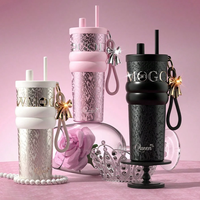Termo de Acero Inoxidable con Revestimiento Cerámico de Alta Calidad, Taza de Doble Pared de Lujo Ligero para Mujer, Portátil con Ventosa, de Alta Gama