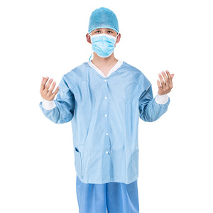 Uniformes de Hospital en Tela No Tejida Spunlace, Puños Tejidos, Bolsillos Personalizados, Unisex, para Médicos, Enfermeras y Pacientes - Product Image 4