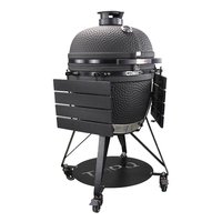 Grill Kamado en céramique haut de gamme 23 pouces TOPQ OEM/ODM, barbecue en céramique, fumoir au charbon de bois, finition noire mate, cuisson en extérieur