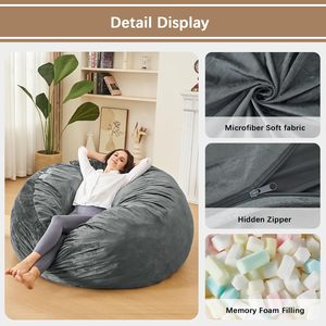 2025 diseño moderno de espuma viscoelástica comprimida <span class=keywords><strong>barato</strong></span> suave terciopelo negro gigante adulto PUF silla cubierta sofás con <span class=keywords><strong>relleno</strong></span> - Product Image 5