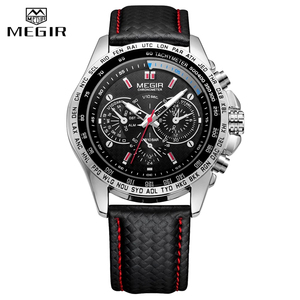 2021 <span class=keywords><strong>Megir</strong></span> <span class=keywords><strong>1010</strong></span> personnalisé mode cuir quartz chronographe montres hommes poignet étanche reloj hombre vente en gros hommes montres-bracelets - Product Image 2