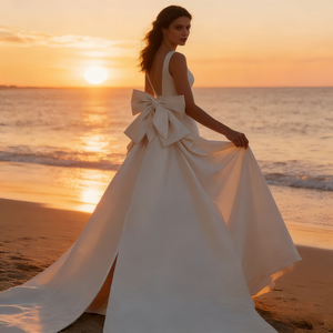 Nouvelle Robe de Mariée <span class=keywords><strong>Grande</strong></span> <span class=keywords><strong>Taille</strong></span> Maternité Coupe A-Line Longue à la Cheville avec Dentelle et Maille, <span class=keywords><strong>Taille</strong></span> Naturelle Simple, Double Bretelle - Product Image 2