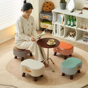 Solid <b>Wood</b> <b>Stool</b> Upholstered Ottoman With Handle For Living Room Home Use - Product Image 3